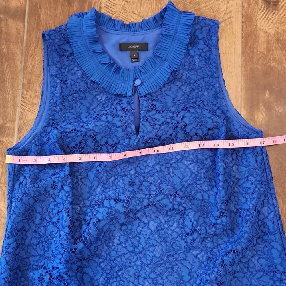 NWOT J. Crew Cobalt Blue Lace Sleeveless Top.      Sz S - Picture 4 of 7